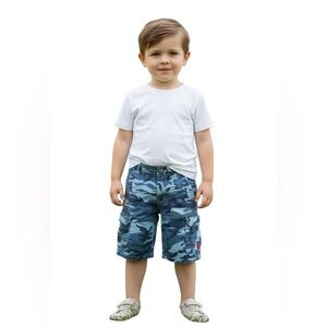 US Polo Assn Boys Blue‎ Camo Cargo Shorts Adjustable Waist Size 4 Kids